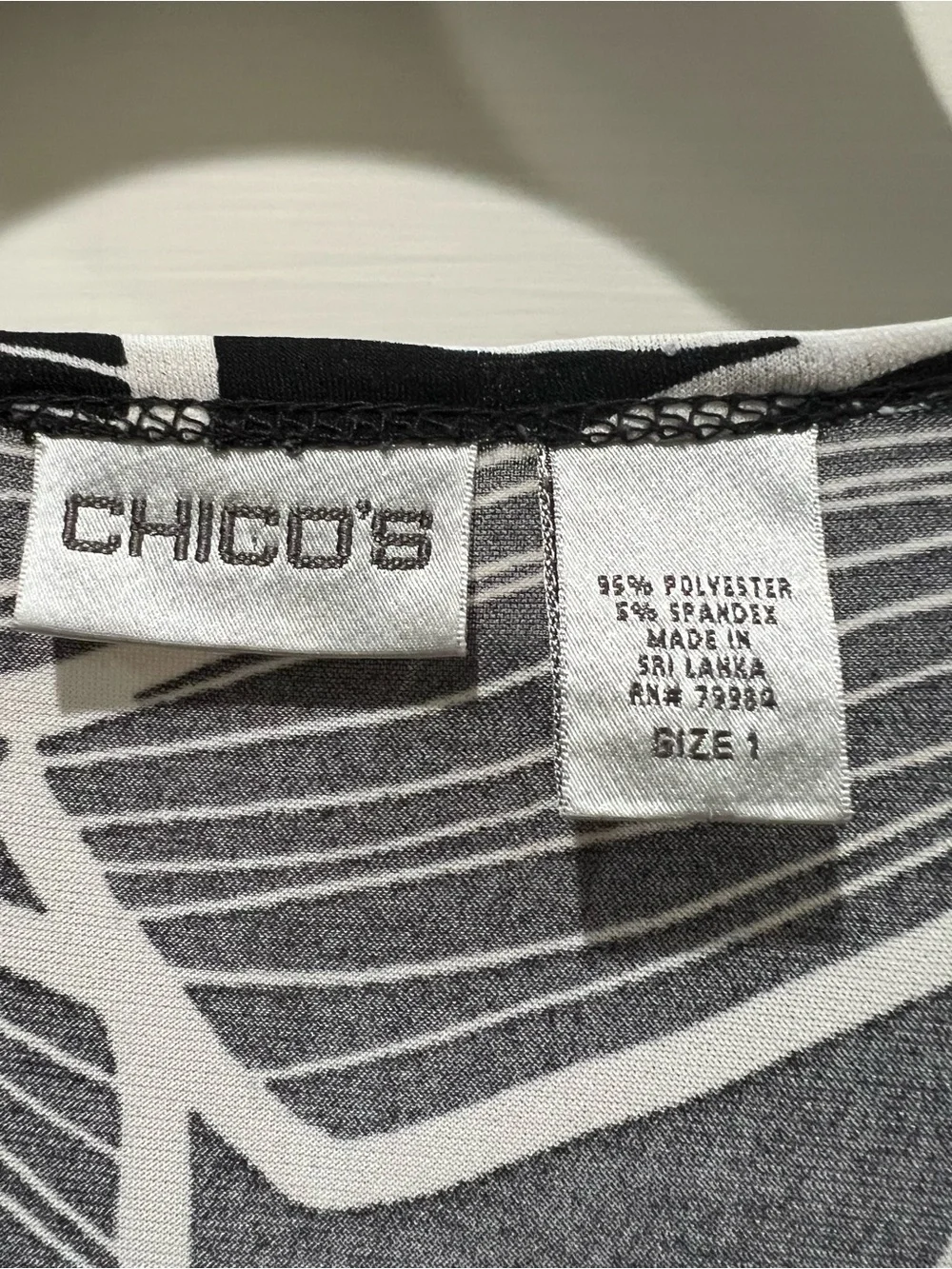 Chico's Black and White Floral Twist-Waist Wrap Dress